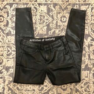 Black Waxed Skinny Jeans